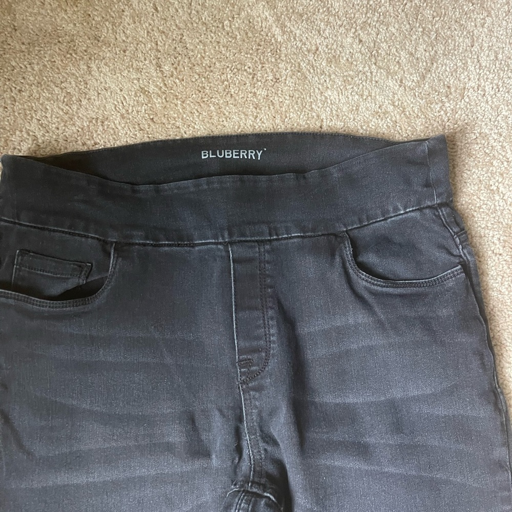 Bluberry pull on stretch soft black jeans